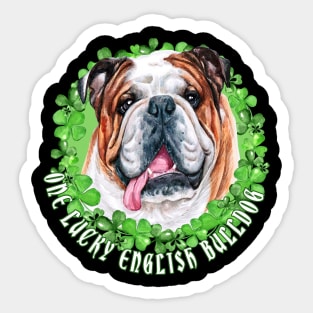 One Lucky English Bulldog Funny St. Patrick Dog Sticker